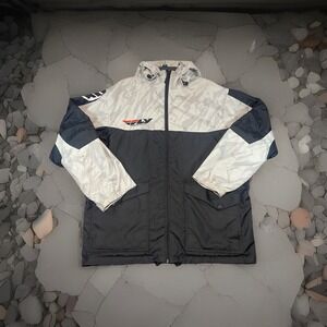 Fly Racing Mens Size XL Gray Black 2000's Era Pit Jacket Coat Removable Hoodie